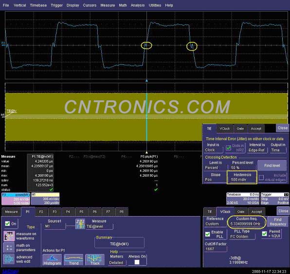 圖三 使用TIE的缺省設(shè)置，Hysteresis值為500mdiv 