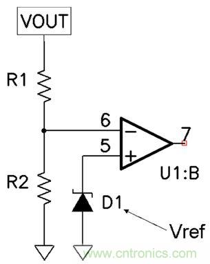 輸出精度是分壓器比、基準精度和誤差放大器補償的函數