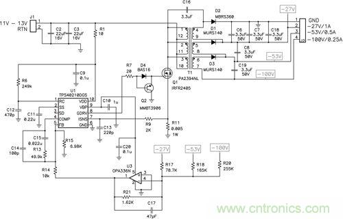 圖 1 這種獨特的拓?fù)浣Y(jié)構(gòu)可提供非常好的交叉調(diào)節(jié)，奧妙何在？