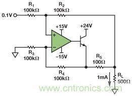 圖3.IOUT= 1 mA的示例電路。