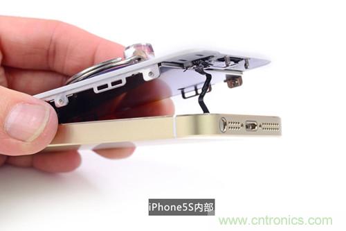 土豪金iPhone 5S拆解：內(nèi)部結(jié)構(gòu)升級，維修難度增加