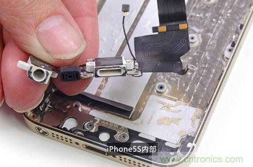 土豪金iPhone 5S拆解：內(nèi)部結(jié)構(gòu)升級，維修難度增加