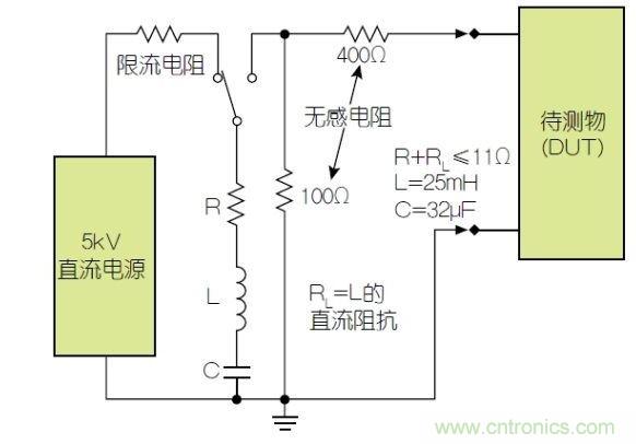 除顫器測試配置(注意較大電容)。
