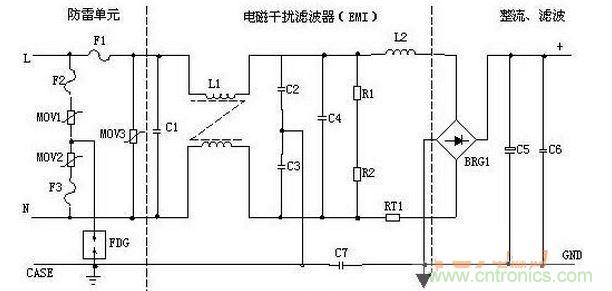 輸入濾波、整流回路原理圖