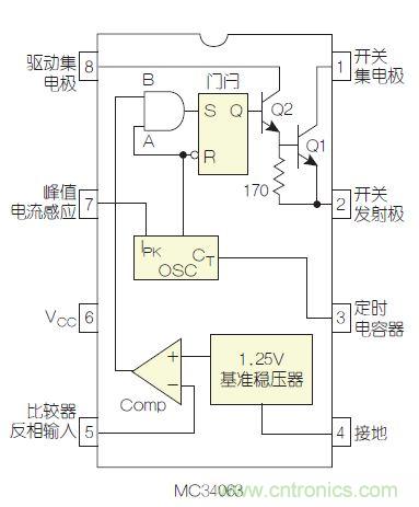 圖2：MC34063是該電路核心。