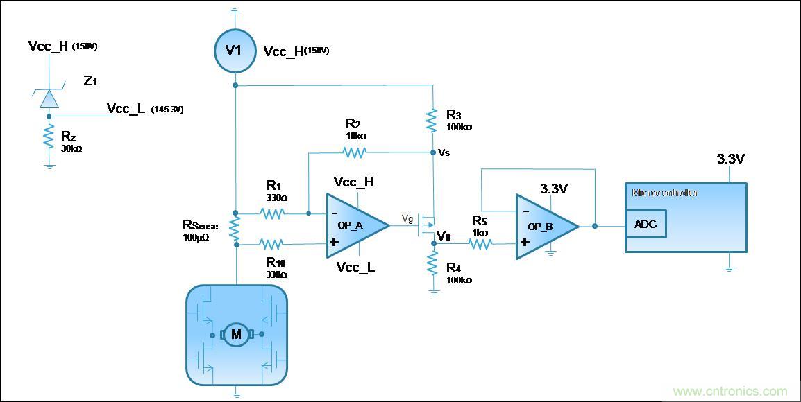 低壓運(yùn)放如何檢測(cè)高壓上橋臂電流？