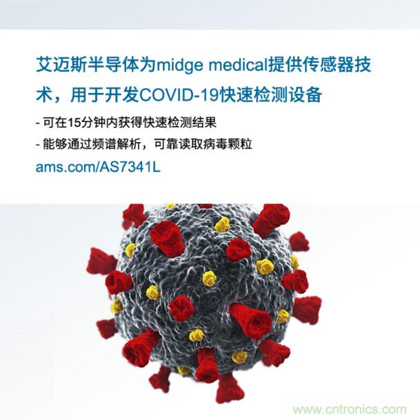 艾邁斯為midge medical提供傳感器技術(shù)，用于開發(fā)COVID-19快速檢測設(shè)備