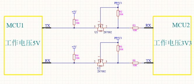 不同的電平信號的MCU如何進行串口通信？